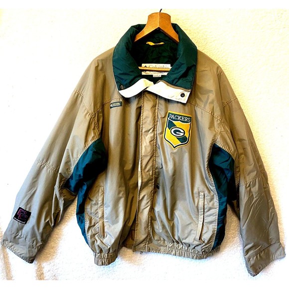 Columbia Rare VNTG Green Bay Packers Coaches Club rain wind breaker Jacket Large